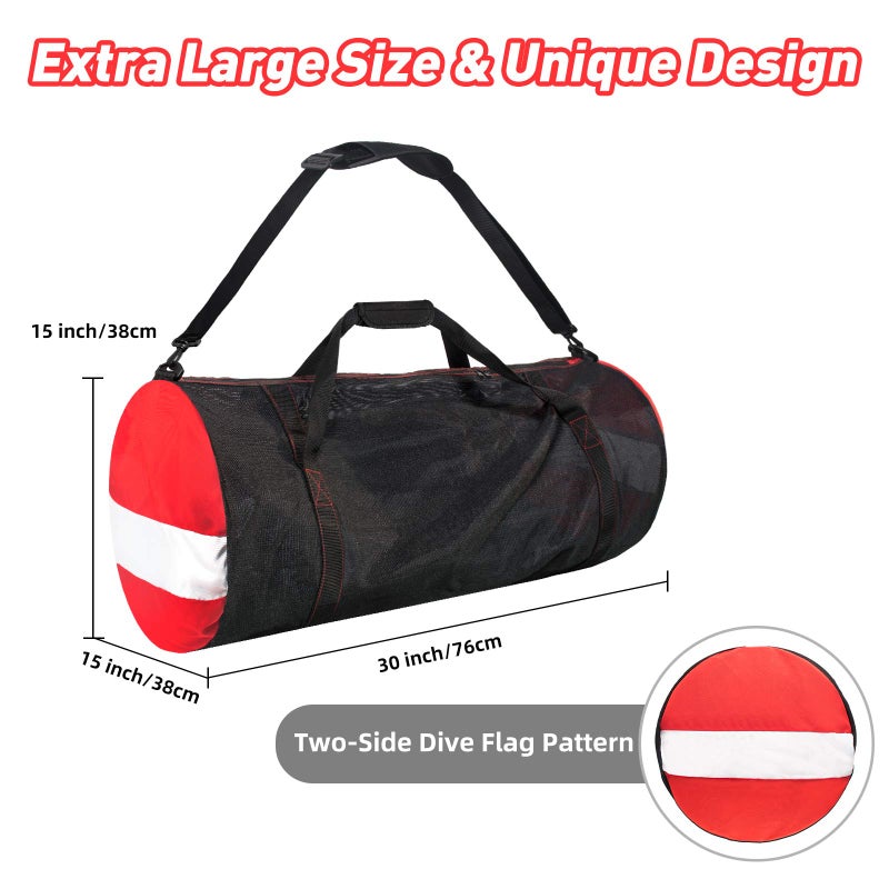 Seafard Mesh Dive Duffel Bag, Extra Large Sport Beach Bags with Adjustable Shoulder Strap, Totes and Zipper for Gym Gear, Sports Balls, Scuba Gear, Snorkeling, Diving, Rafting, and Water Sports Black - Image 2
